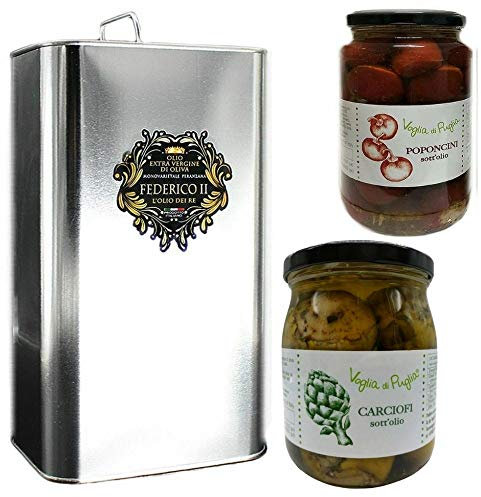Voglia Di Puglia Olio Extravergine Di Oliva Da Olive Peranzana 3 Litri E Sottoli Senza Conservanti 270 Grammi