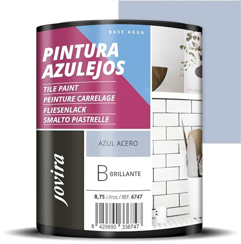 JOVIRA PINTURAS Peinture Carrelage Donnez une nouvelle image à votre cuisine et salle de bain. (750 ml, Bleu Acier)