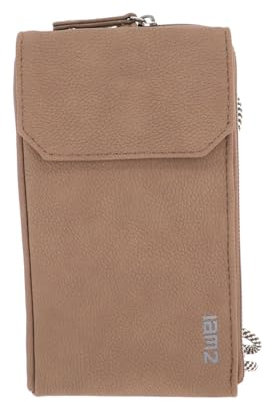 Zwei Handytasche zum Umhängen Mademoiselle.M MP30 Smartphone-Etui & Geldbörse 2-in-1, umlaufender Reißverschluss, längenverstellbarer Riemen, Mini-Handtasche 19 x 10 x 3 cm (Nubuk-Sand)