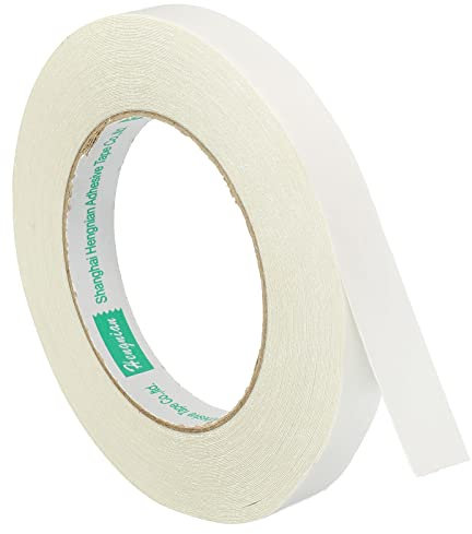 sourcing map Double Face Adhésif Ruban 15mm 20m Canal Tissu Maille Étoffe pour Tapis Moquettes Blanc