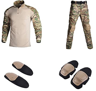 Uniforme militare Vestiti Tuta tattica Combattimento Tute Camo Uomini Vestiti Militari Uomini Camicia+Cargo Pantaloni Ginocchiere Cp S (45-56kg)