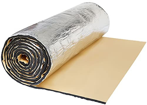 QUARKZMAN 1㎡ 6mm Isolante Fonoassorbente per Auto Isolamento Acustico Adesivo Alluminio per Cofano Motore 100cmx100cmx6mm