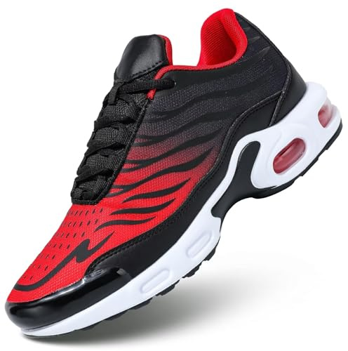 KEEZMZ Chaussures de course pour homme Air Baskets basses pour tennis de mode sport fitness cross training, semelles intérieures ventilées, semelle amortissante, doublure intérieure confortable, Rouge