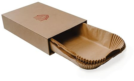 BakeBarn 9x13 Pre Formed Parchment Paper, Fits Any 9 x 13 inch Pan, Plastic Free Packaging with Storage Box, Natural Unbleached Food Grade Non-Stick Liners, Designed in USA, 50 Sheets