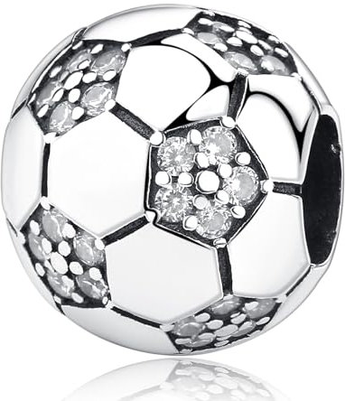 Nbsameng S925 Sterling Silber Anhänger für Pandora Armbänder und Halsketten, ein DIY Urlaub Schmuck Geschenk für Damen, Ein Fußball