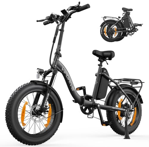 Vipdrive Klapprad E-Bike 20 Zoll, Elektrofahrrad mit 48v13ah Akku, 25km/H, Reichweite bis zu 80km, E Bike mit 7-Gang,LCD-Display, Elektrofahrrad für Herren Damen (Schwarz【624Wh 13AH 65Nm】)