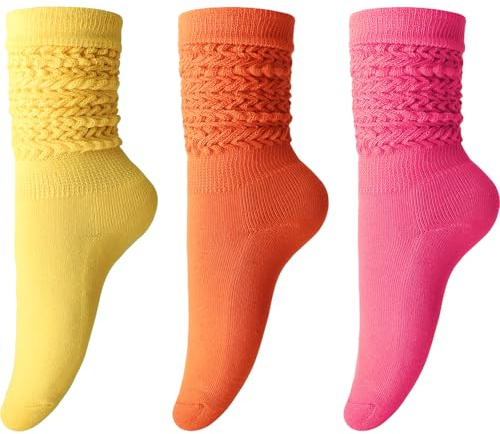DRESHOW 3 Par Slouch-strumpor för Kvinnor Extra Långa Slokande Strumpor Mjuka Knä Långa Scrunch Strumpor Stickad Stövel Strumpa