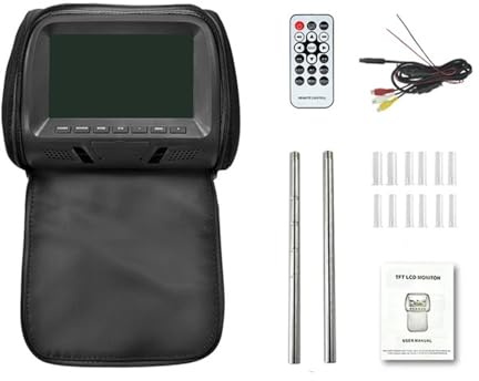 MZZYG Lecteur DVD de Voiture Moniteur D'appui-tête De Voiture 7 Pouces MP5 FM USB SD Haut-Parleur Lecteur Multimédia Automobile Écran D'appui-tête Moniteur d'oreiller Universel(Black-Cover)