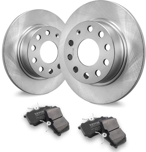VEVOR Kit Freno Posteriore Compatibile 252,8 mm Dischi Freno 7,75 kg con Audi A3 (8P), VW Golf 5 6, Seat LEON, SKODA OCTAVIA, ALTEA, Kit di Sostituzione Pastiglie Freno in Ceramica, Rotori Posteriori