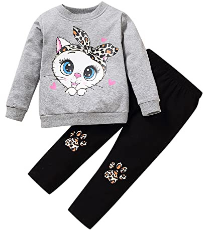 Costume Jogging Enfant Fille - Ensemble Survêtement 2 Pièces Veste & Pantalon Sweat à Capuche Pour 3-15 Ans