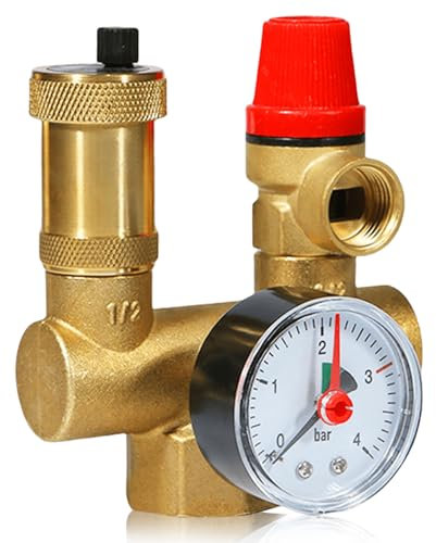 Grupo de seguridad DN25, regulador de baja presión con manómetro, válvula de seguridad de latón a prueba de fugas para grupo de seguridad, grupo de seguridad con aislamiento para sistema de