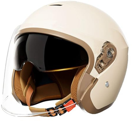JATIBOSH Jet-Helm mit Sonnen-Visier, Roller-Helm für Frauen und Herren Im Edlen Vintage-Look, Qualität Nach ECE-Norm