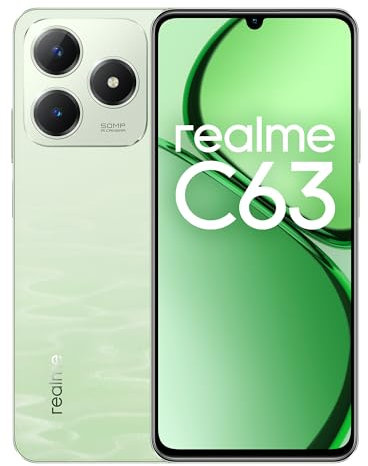 realme C63 Smartphone 8+256 GB,6.7 HD LCD 90Hz Pantalla, 5000mAh Batería, 45W Carga Rápida, 50MP Cámara Principal, 5G Dual SIM Teléfono Móvil, Color Verde