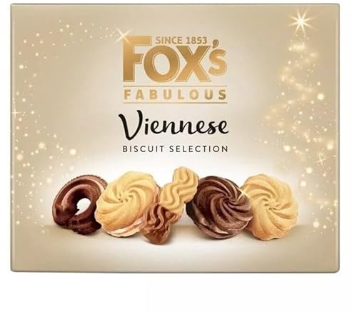 Fox's Fabulous Viennese Biscuit Selection 350G, Dipped Finger Chocolate Viennese Cream Viennese milk, Vanilla cream, Viennese swirl & Curl, Perfect for Gifting on Christmas & Mothers Day (2 Boxes)