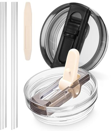 Hixava 2 Stück Auslaufsicherer Ersatzdeckel,Stanley Cup Deckel Deckel Stanley Cup Dicht Ersatzdeckel Für 40oz Becher Wiederverwendbare Auslaufsichere Staubdichte Tumbler Abdeckungen (Schwarz und weiß)