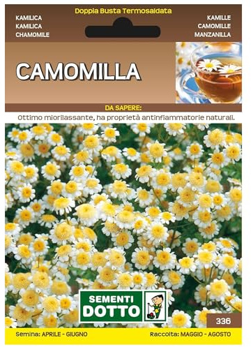 Sicignano | Semi Camomilla, Pianta Aromatica Annuale con Proprietà Calmanti Distensive Diuretiche, Busta Extra - 1 Confezione da 0.6g, Adatta a Pieno Sole