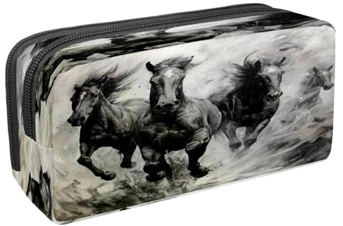 VAPOKF Trousse à crayons avec fermeture éclair pour garçons et filles, fournitures scolaires et de bureau, chevaux au galop, multicolore, 2.3x8.2x3.9in/6x21x10cm, Trousse à crayons