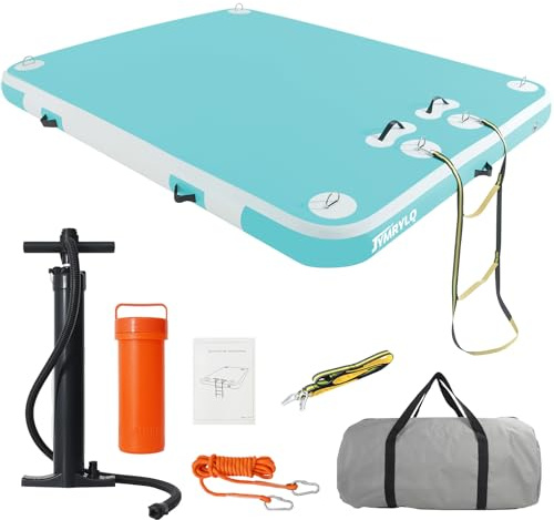 JYMRYLQ Pontile galleggiante ad aria gonfiabile piattaforma isola zattera antiscivolo con pompa corda scala per piscina spiaggia lago oceano