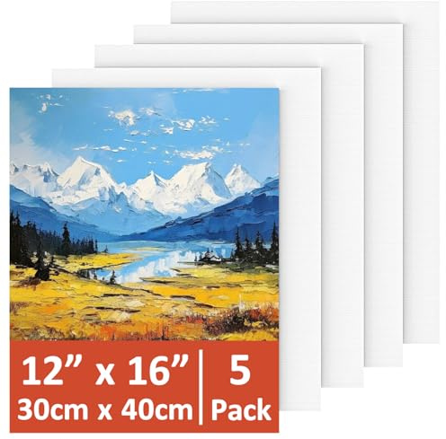 5Pcs Canvas for Painting, 30 x 40 cm(12 x 16) A3 Blank Canvas, Panels Board for Art, Acrylic, Oil & Watercolor Paint, Stretched Canvas for Beginners, Hobby Painters & Professional Artist