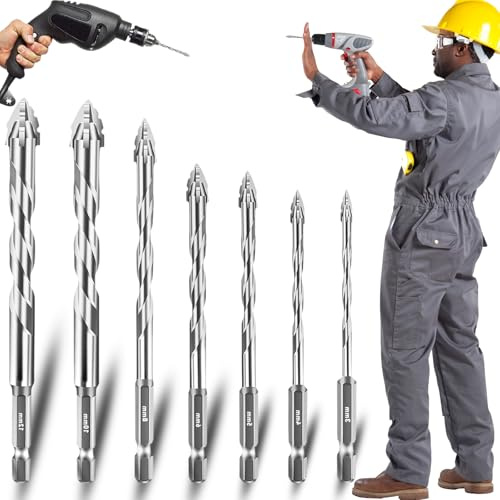 7 punte per trapano eccentrico, set di punte per sega multifunzione, 3/4/5/6/8/10/12 mm, adatte per trapani a mano, trapani a supporto e altri tipi di trapani