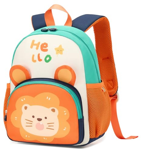 PROTAURI Mochilas para Niños, Bolsa para la Escuela Dibujos Animados Animales Mochila Infantil Viaje Mochila para Guardería Preescolar Primaria Viajar, 2-6 años, León