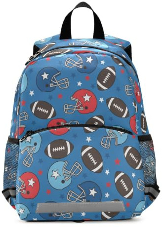 Mnsruu Toddler Backpack, American Football Star Helmet Kids Nursery Bag Preschool