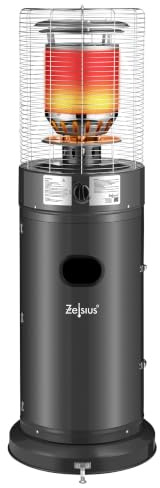Zelsius Gasvärmare Zermatt | 11 kW | Ø 46 cm x 137 cm | mörkgrå | utomhusvärmestrålare, terrassvärmare, utomhusvärmesvamp, gasvärmesvamp för terrass, balkong och trädgård