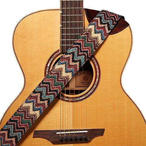 Amumu Vintange 5cm Chevron MultiColor Gitarrengurt – Premium Lederenden – Für Akustik-, E-Gitarren und Bässe – Verstellbar von 94 cm bis 160 cm