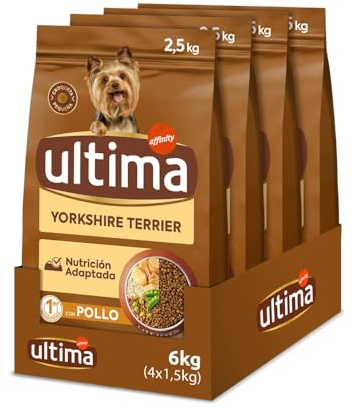Ultima Pequeño Yorkshire Terrier Pollo, Comida seca para perros, Pack de 4 x 1,5kg, Total 6kg
