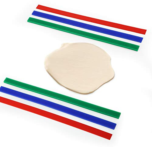GWHOLE 6 pz Strisce Mattarello Regolabile Mattarello con Spessori Silicone Set di Guide per Impasto Biscotti 3 Altezza Distanziatori Professionale Pasticceria Pizza (2, 4, 6 mm)