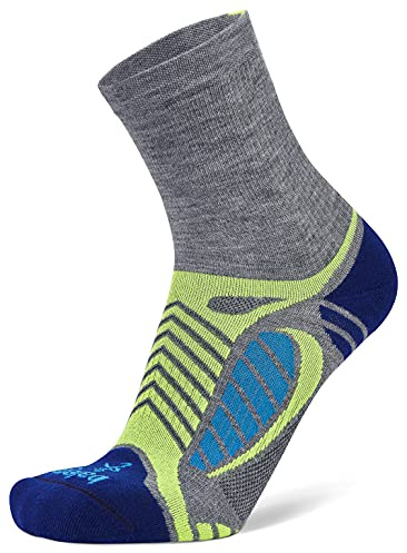 Balega Ultralight Lightweight Performance Crew Athletic Running Socks (1 Pair) Chaussettes de Course athlétique, Gris chiné/Bleu Roi, S Mixte