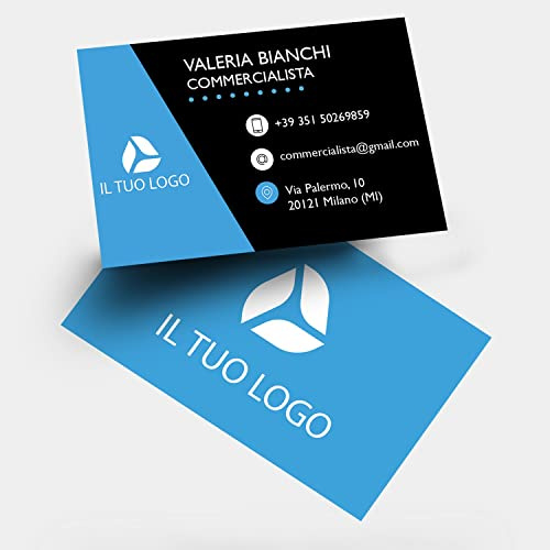 Printed Biglietto da Visita personalizzati colori e design a scelta con logo, F.to 8x5cm, Stampa a Colori Fronte e Retro su Cartoncino 300gr (Biglietto con Logo)