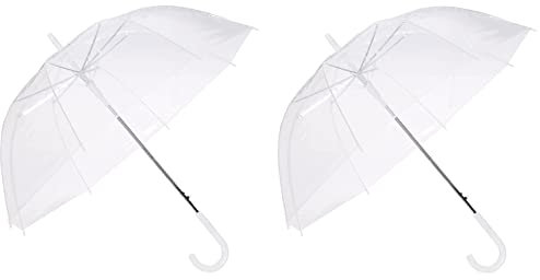 Home Supplies Direct Parapluie transparent à bulles en forme de dôme transparent unisexe blanc pour mariage, blanc, 2 x Umbrellas