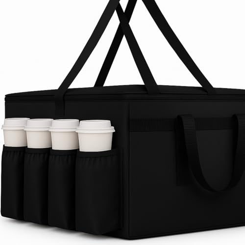musbus catering bag for doordash uber eats 22x14x13 Insulated Food Delivery Bag with Cup Holders/Drink Carriers Premium XXL, Beverages, Grocery, Pizza