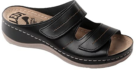 Ledi 434-10 Anatomic Sandali Zoccoli Sabot Pantofole Scarpe di Pelle, Donna, Nero, EU 39