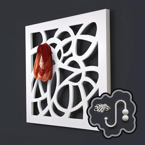 harvestcomfort Garderobenpaneel - Wanddeko Zusätzlicher Platz im Flur - Wandgarderobe-Paneel aus Holz Weiß Matt | Ergänzen Sie noch heute Ihre Garderobe-Möbeln im Flur