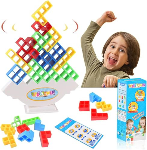 Tetra Tower Spiel,Tetris Balance Spielzeug,Kreative Stapelspiel Spielzeug,Balance Spielzeug Tower Game,Kinder Stapelturm Holz,Lustige stapelspiel,für Jungen und Mädchen ab Jahre 3+