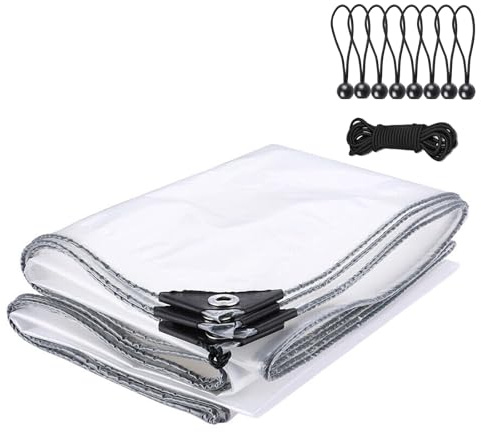 Bâche transparente imperméable et résistante avec œillets, housse imperméable et renforcée pour meubles de jardin, serres, pergola, toit, tonnelle, panneaux latéraux (2 x 4 m)
