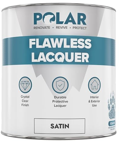 Polar Clear Lacquer Paint - 500ml | Satin Finish | Quick Drying & Durable Lacquer for Wood, Plastic, Metal, Concrete, Glass & Ceramics | Water Resistant Coating for Interior & Exterior Surfaces