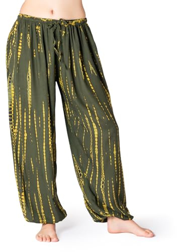 PANASIAM Sarouel Femme - Pantalon d'été léger Style bohème - Batik | Pantalon de détente unisexe, 2 longueurs, 100% viscose, coupe ample, plage, festival & yoga, pantalon d'été à enfiler