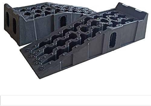 MINRS Lot de 2 rampes d'accès en plastique - Jusqu'à 7257,84 kg - Rampe de voiture en plastique - Hauteur réglable de 17 cm - Rampe de chargement pour charges lourdes - Noir