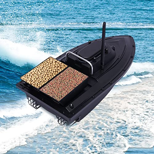 Futterboot Rc KöDerboot Baitboat Fernbedienung FischerköDer Angeln AngelköDerboot Kabellos FischköDer Bait Boat Nachtangeln FischköDerboot Nachtlicht Angelboot Futterboote Boot Schwarz 7.4V 5200Mah