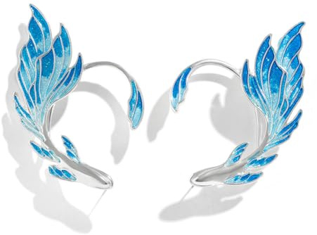 2 Pieces Oil Drop Goldfish Ear Clips,Painted Elf Ear Cuff,Silver Color No Piercing Earring Set for Women Girls Jewelry Gift