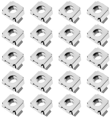 EMSea Lot de 20 écrous cage M8 en acier inoxydable 304 pour armoires réseau, armoires de serveur, boîtiers électroniques, racks Argenté