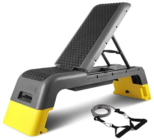 Workout Bench Platform Dumbbell Bench Multifunctional Fitness Equipment Professional Aerobic Deck Maximum Load 220 lbs, Includes 2 pairs of resistance bands, 1 medium resistance, 1 x higher resistance