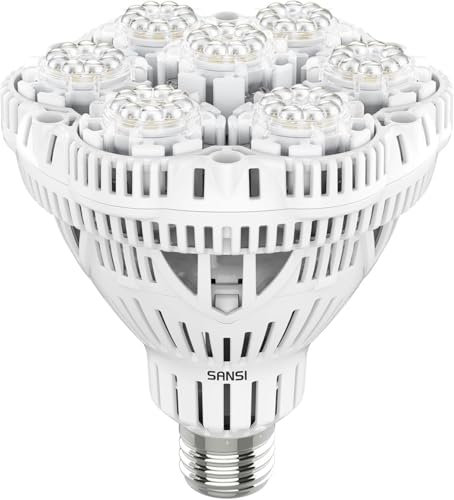 SANSI 40W LED Pflanzenlampe Vollspektrum E27 für Zimmerpflanzen, LED Grow Lampe mit Hohe PPF 63μmol/s, 4000K Wachstumslampe für Gewächshaus, Blumen, Gemüse, Hydroponik, Größe Ø11,6 * 13,8cm