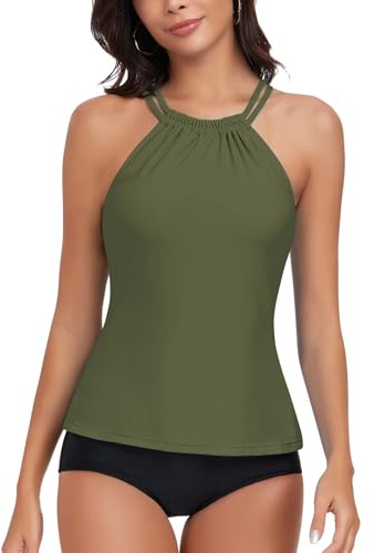 WOWENY Canotta da Donna Tankini Top Bikini Top Costume da Bagno crossback Strappy Swim Top Top Top ad Asciugatura Rapida Estate imbottito