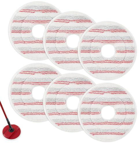 DLAIMI 6PCS Mop Pads Replacement Compatible with Vileda Spin and Clean Mop head, Microfiber Refills Washable & Reusablefor Cleaning Floors (Red)