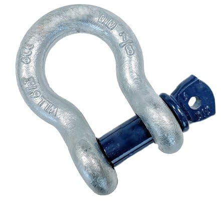 Schäkel geschweift HA2 Stahl hochfest verzinkt mit Augschraube/Schraubbolzen 1t - 2t - 3,25t - 4,75t - 6,5t - 8,5t CE (Größe wählbar) Cargo-Drechsler/Slackline Hardware Unite (6,5 Tonnen)