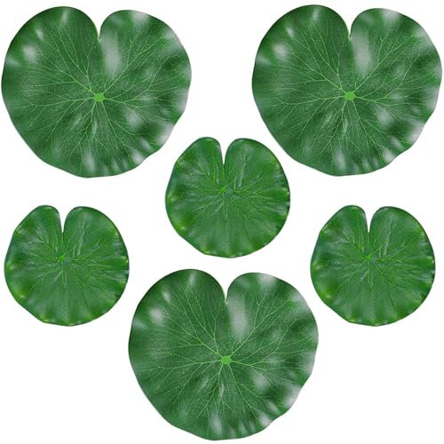 Feuilles De Lotus Flottantes Pour Étang,6 Pcs Feuilles De Nénuphar Flottantes,Feuilles De Lotus Artificielles,Feuilles De Lotus Réalistes Pour Jardin, Étangs, Piscine, Aquarium, Décoration De Paysage